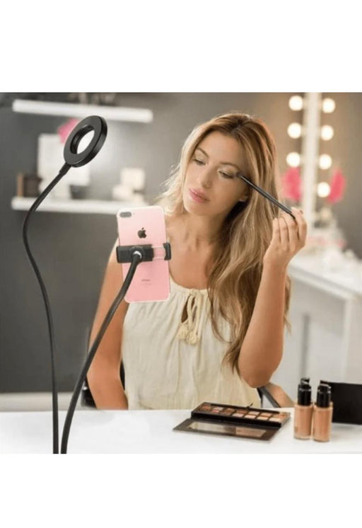 2 in 1 Led Selfie Ring Light with Phone Holder Desk Lamp Lazy Bracket Tabletop Stand Flexible