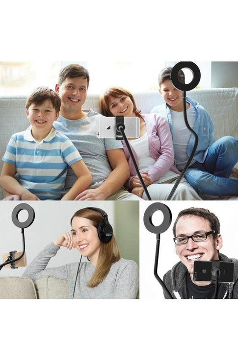 2 in 1 Led Selfie Ring Light with Phone Holder Desk Lamp Lazy Bracket Tabletop Stand Flexible