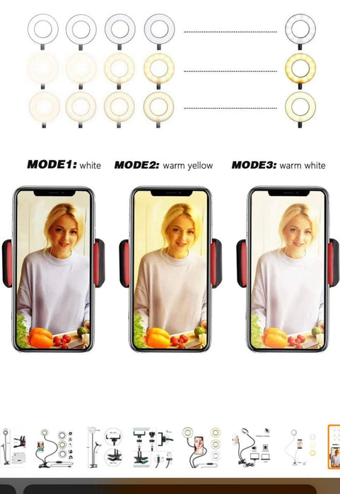 2 in 1 Led Selfie Ring Light with Phone Holder Desk Lamp Lazy Bracket Tabletop Stand Flexible