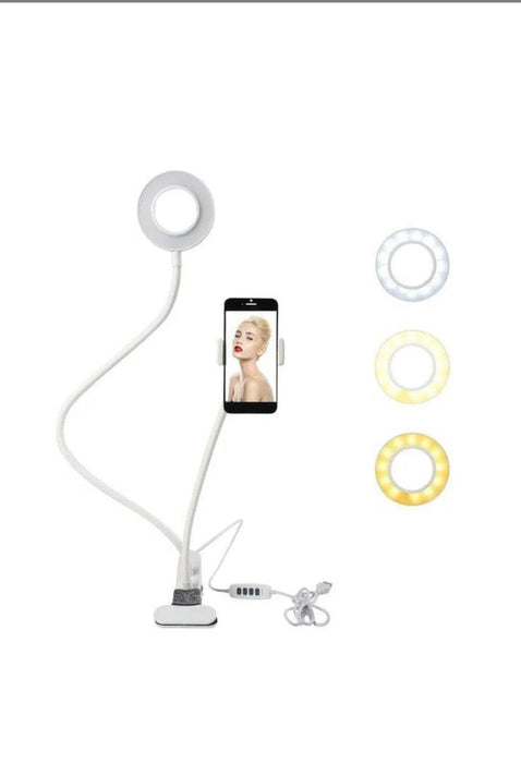 2 in 1 Led Selfie Ring Light with Phone Holder Desk Lamp Lazy Bracket Tabletop Stand Flexible